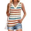 image:imageWIHOLL Tank Tops for Women Summer V Neck T Shirts Trendy Sleeveless Basic Tees Fashion Clothing5rainbow Striped