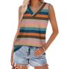 image:imageWIHOLL Tank Tops for Women Summer V Neck T Shirts Trendy Sleeveless Basic Tees Fashion Clothing5rainbow Stripes