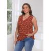 image:imageWIHOLL Tank Tops for Women Summer V Neck T Shirts Trendy Sleeveless Basic Tees Fashion Clothing5red White Flowers