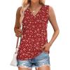 image:imageWIHOLL Tank Tops for Women Summer V Neck T Shirts Trendy Sleeveless Basic Tees Fashion Clothing5red White Flowers