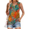 image:imageWIHOLL Tank Tops for Women Summer V Neck T Shirts Trendy Sleeveless Basic Tees Fashion Clothing5tropical Palm
