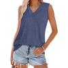 image:imageWIHOLL Tank Tops for Women Summer V Neck T Shirts Trendy Sleeveless Basic Tees Fashion ClothingDenim Blue