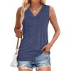 image:imageWIHOLL Tank Tops for Women Summer V Neck T Shirts Trendy Sleeveless Basic Tees Fashion ClothingDenim Blue