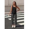 image:imageWIHOLL Two Piece Sets for Women Summer Spring Outfits Tank Square Neck Sleeveless Travel Vacation Lounge Wide Leg Pants SetBlack Vertical Stripes