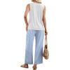 image:imageWIHOLL Two Piece Sets for Women Summer Spring Outfits Tank Square Neck Sleeveless Travel Vacation Lounge Wide Leg Pants SetBlue Vertical Stripes