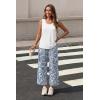 image:imageWIHOLL Two Piece Sets for Women Summer Spring Outfits Tank Square Neck Sleeveless Travel Vacation Lounge Wide Leg Pants SetBoho Blue