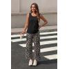image:imageWIHOLL Two Piece Sets for Women Summer Spring Outfits Tank Square Neck Sleeveless Travel Vacation Lounge Wide Leg Pants SetLeopard Print