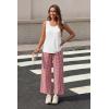 image:imageWIHOLL Two Piece Sets for Women Summer Spring Outfits Tank Square Neck Sleeveless Travel Vacation Lounge Wide Leg Pants SetPink Checkered