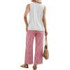 image:imageWIHOLL Two Piece Sets for Women Summer Spring Outfits Tank Square Neck Sleeveless Travel Vacation Lounge Wide Leg Pants SetPink Checkered
