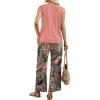 image:imageWIHOLL Two Piece Sets for Women Summer Spring Outfits Tank Square Neck Sleeveless Travel Vacation Lounge Wide Leg Pants SetPink Tropical Hawaii