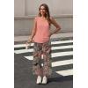 image:imageWIHOLL Two Piece Sets for Women Summer Spring Outfits Tank Square Neck Sleeveless Travel Vacation Lounge Wide Leg Pants SetPink Tropical Hawaii