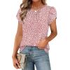 image:imageWIHOLL Women T Shirts Pleated Petal Sleeve Tops Cute Dressy Casual BlousesApink Dot