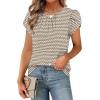 image:imageWIHOLL Women T Shirts Pleated Petal Sleeve Tops Cute Dressy Casual BlousesAstripe