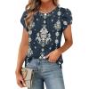 image:imageWIHOLL Women T Shirts Pleated Petal Sleeve Tops Cute Dressy Casual BlousesBprint 02
