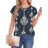 image:imageWIHOLL Women T Shirts Pleated Petal Sleeve Tops Cute Dressy Casual BlousesBprint 02