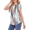 image:imageWIHOLL Women T Shirts Pleated Petal Sleeve Tops Cute Dressy Casual BlousesBprint 03