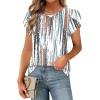 image:imageWIHOLL Women T Shirts Pleated Petal Sleeve Tops Cute Dressy Casual BlousesBprint 03