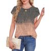 image:imageWIHOLL Women T Shirts Pleated Petal Sleeve Tops Cute Dressy Casual BlousesBprint 04