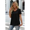 image:imageWIHOLL Women T Shirts Pleated Short Sleeve Tops Business Casual Dressy BlousesBalck