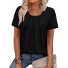 image:imageWIHOLL Women T Shirts Pleated Short Sleeve Tops Business Casual Dressy BlousesBalck