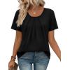 image:imageWIHOLL Women T Shirts Pleated Short Sleeve Tops Business Casual Dressy BlousesBalck