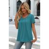 image:imageWIHOLL Women T Shirts Pleated Short Sleeve Tops Business Casual Dressy BlousesBlue