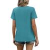 image:imageWIHOLL Women T Shirts Pleated Short Sleeve Tops Business Casual Dressy BlousesBlue
