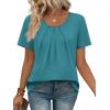 image:imageWIHOLL Women T Shirts Pleated Short Sleeve Tops Business Casual Dressy BlousesBlue