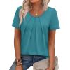image:imageWIHOLL Women T Shirts Pleated Short Sleeve Tops Business Casual Dressy BlousesBlue