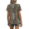 image:imageWIHOLL Women T Shirts Pleated Short Sleeve Tops Business Casual Dressy BlousesBoho Print 01