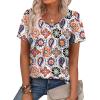 image:imageWIHOLL Women T Shirts Pleated Short Sleeve Tops Business Casual Dressy BlousesBoho Print 03