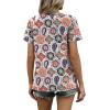 image:imageWIHOLL Women T Shirts Pleated Short Sleeve Tops Business Casual Dressy BlousesBoho Print 03