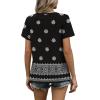 image:imageWIHOLL Women T Shirts Pleated Short Sleeve Tops Business Casual Dressy BlousesBoho Print 05