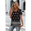 image:imageWIHOLL Women T Shirts Pleated Short Sleeve Tops Business Casual Dressy BlousesBoho Print 05