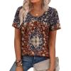 image:imageWIHOLL Women T Shirts Pleated Short Sleeve Tops Business Casual Dressy BlousesBoho Print 06