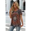 image:imageWIHOLL Women T Shirts Pleated Short Sleeve Tops Business Casual Dressy BlousesBoho Print 06