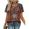 image:imageWIHOLL Women T Shirts Pleated Short Sleeve Tops Business Casual Dressy BlousesBoho Print 06