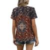 image:imageWIHOLL Women T Shirts Pleated Short Sleeve Tops Business Casual Dressy BlousesBoho Print 06