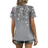 image:imageWIHOLL Women T Shirts Pleated Short Sleeve Tops Business Casual Dressy BlousesFloral Print 01