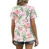 image:imageWIHOLL Women T Shirts Pleated Short Sleeve Tops Business Casual Dressy BlousesFloral Print 02