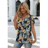 image:imageWIHOLL Women T Shirts Pleated Short Sleeve Tops Business Casual Dressy BlousesFloral Print 03