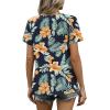 image:imageWIHOLL Women T Shirts Pleated Short Sleeve Tops Business Casual Dressy BlousesFloral Print 03
