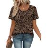 image:imageWIHOLL Women T Shirts Pleated Short Sleeve Tops Business Casual Dressy BlousesLeopard Print
