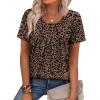 image:imageWIHOLL Women T Shirts Pleated Short Sleeve Tops Business Casual Dressy BlousesLeopard Print