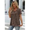 image:imageWIHOLL Women T Shirts Pleated Short Sleeve Tops Business Casual Dressy BlousesLeopard Print