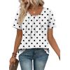 image:imageWIHOLL Women T Shirts Pleated Short Sleeve Tops Business Casual Dressy BlousesPolka Dot