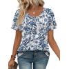 image:imageWIHOLL Women T Shirts Pleated Short Sleeve Tops Business Casual Dressy BlousesPrint 02
