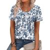 image:imageWIHOLL Women T Shirts Pleated Short Sleeve Tops Business Casual Dressy BlousesPrint 02