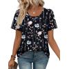 image:imageWIHOLL Women T Shirts Pleated Short Sleeve Tops Business Casual Dressy BlousesPrint 04