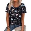 image:imageWIHOLL Women T Shirts Pleated Short Sleeve Tops Business Casual Dressy BlousesPrint 04